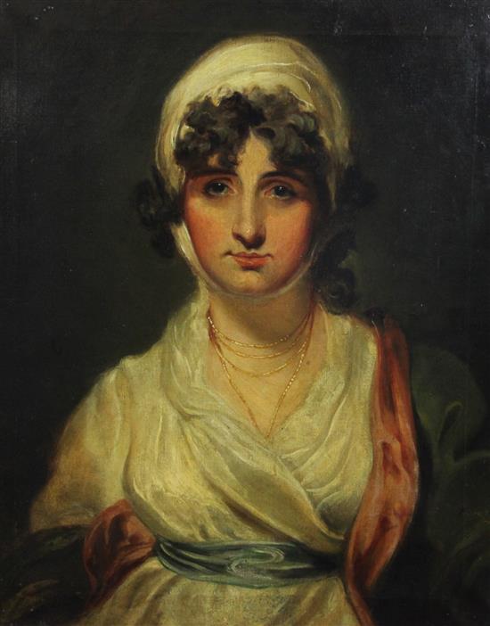 Early 19th century English School Portrait of a young woman, 24 x 20in.